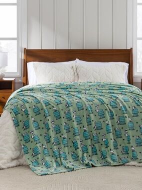 Berkshire Peanuts® VelvetLoft® Snoopy Dog House Poses & Paws Throw 55”x 70”